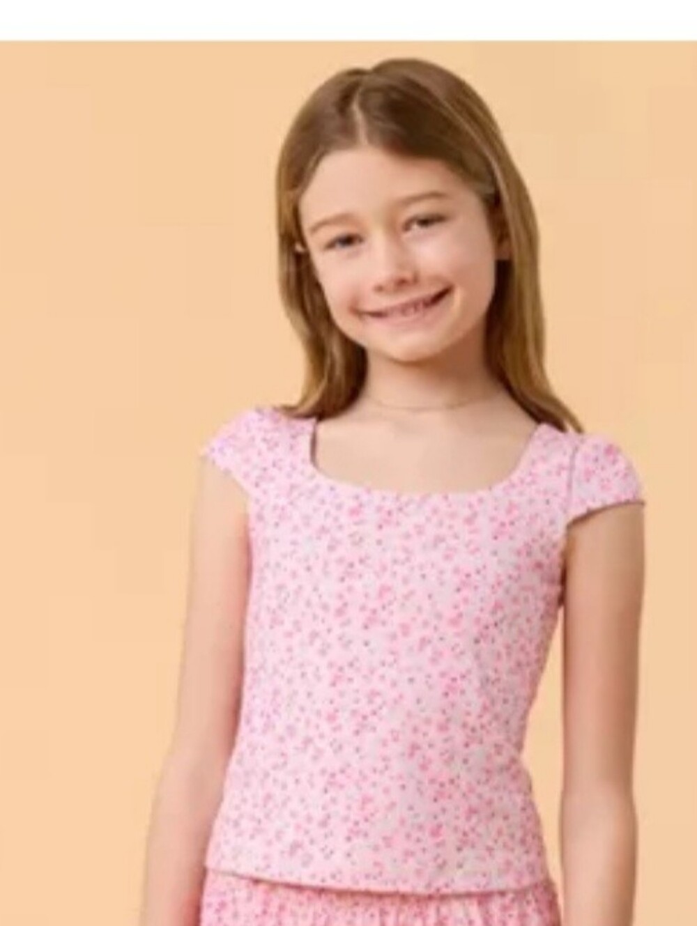 Blogilates Girls' Mommy & Me Princess Cap Sleeve T-Shirt - Pink Floral Print XS